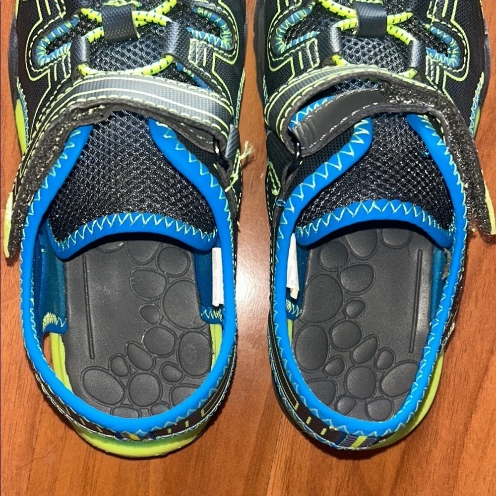 Wonder Nation Black and Neon Green Kids' Sneakers